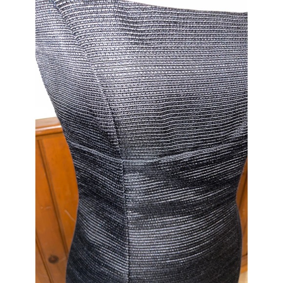 Womens Tahari Arthur S Levine Black Strapless Midi Textured Split Hem Dress 2 - Picture 2 of 8